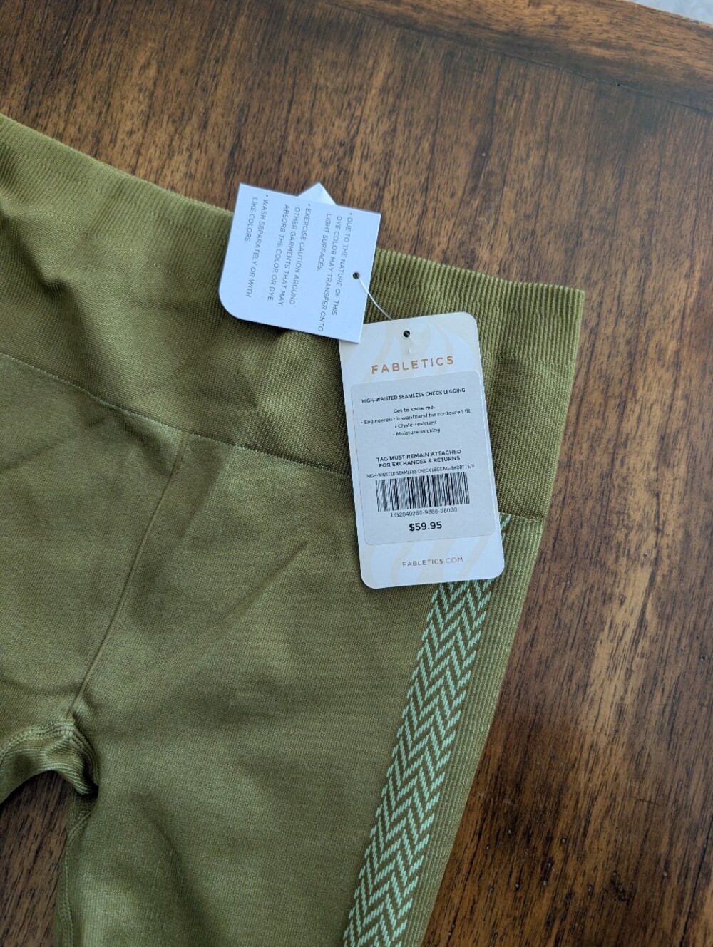 Seamless Olive Green Athletic Leggings NEW From Fabletics - Picture 2 of 4